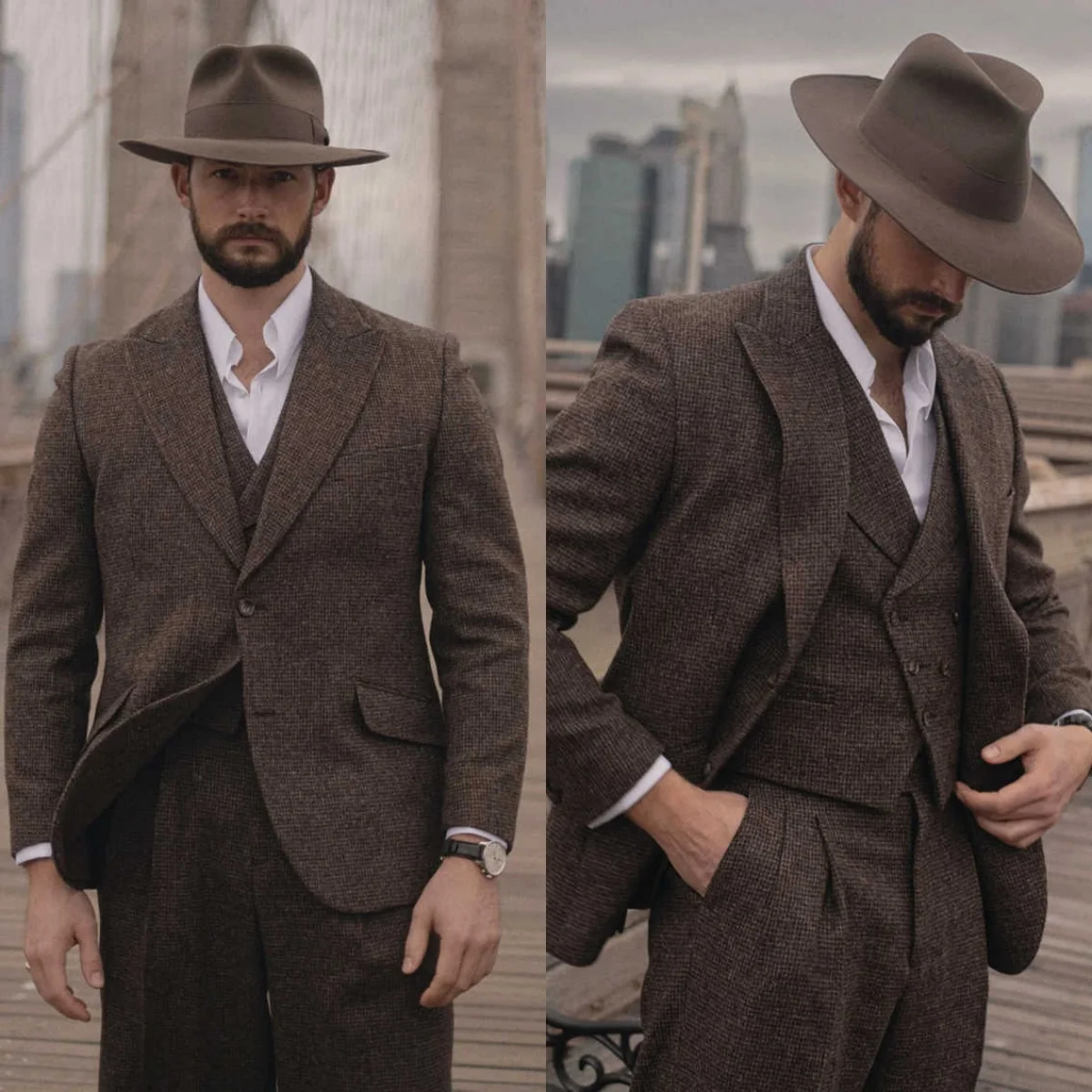 الدعاوى الرجالية خمر 3 قطع بلغت ذروتها التلبيب واحدة الصدر الشتاء سترة سميكة مجموعات الكلاسيكية صالح مخصص ملابس خارجية