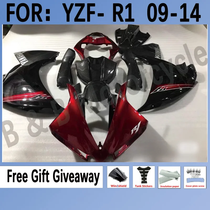 

New ABS Motorcycle Bike Whole Fairings Kit Fit for YAMAHA YZF - R1 2009 2010 2011 2012 2013 2014 Bodywork set Red Black