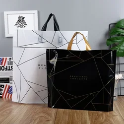50pcs Thick Large Plastic Bags With Handle Fashion black and white stripes clothing store Packaging Bags Wedding candy Gift Bag