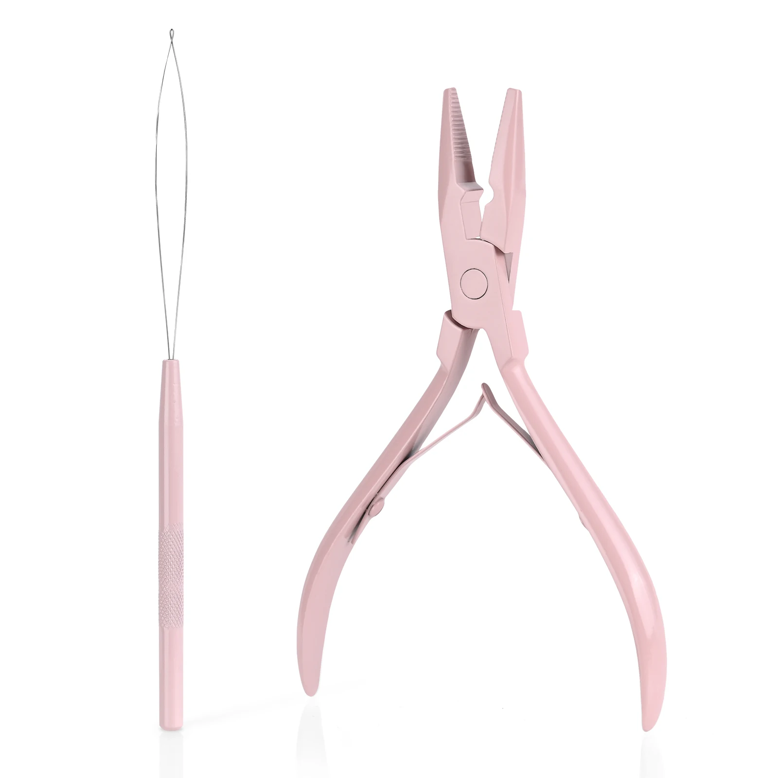 FOSHIO Hair Extension Beading Device Tool Tape Remover and Sealing Pliers Micro Rings Pulling Loop Needle Threader Wigs Styling