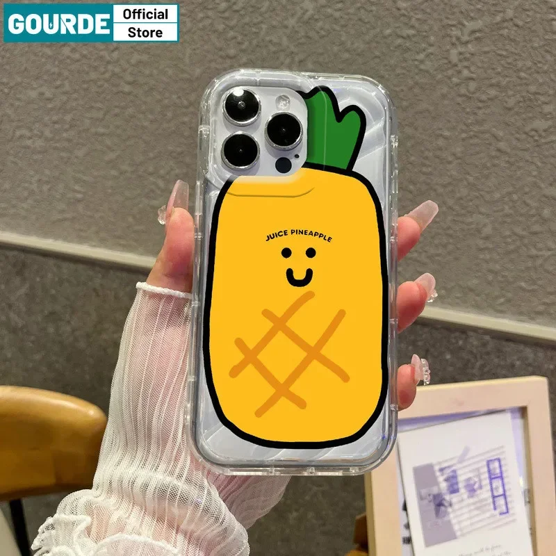 Gourde Cute Couple Pineapple and Duck Pear Pattern Phone Case for Iphone 15 14 12 13 11 Pro Max IP 7 8 Plus Iphon X XS XR Xs Max