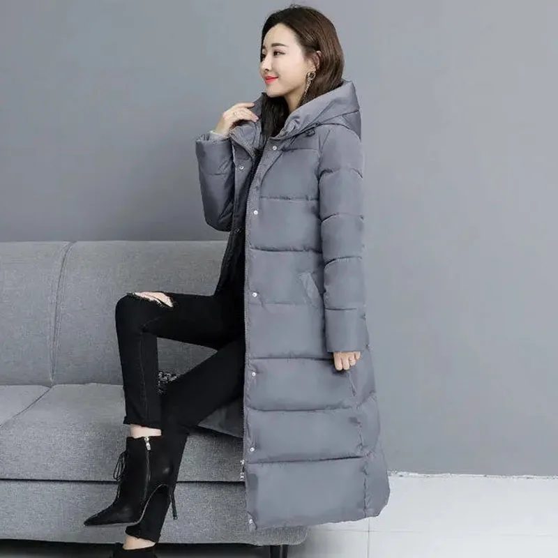 Big Size 4xl Cotton Padded Jackets Thicken Long Windbreak Parkas Casual Warm Snow Wear Chaquetas Slim Winter Women Hooded Coats