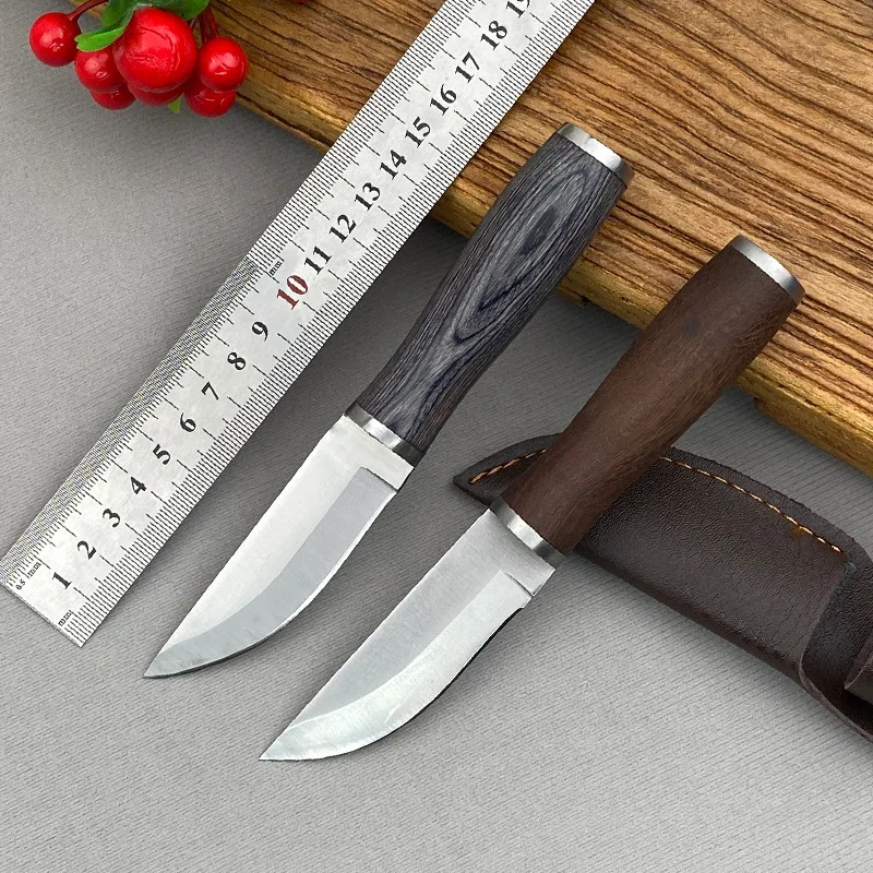 

Нож ручной работы высокой твердости, стальные прямые ножи 5CR, ножи для уличных инструментов, ручка из грушевого дерева