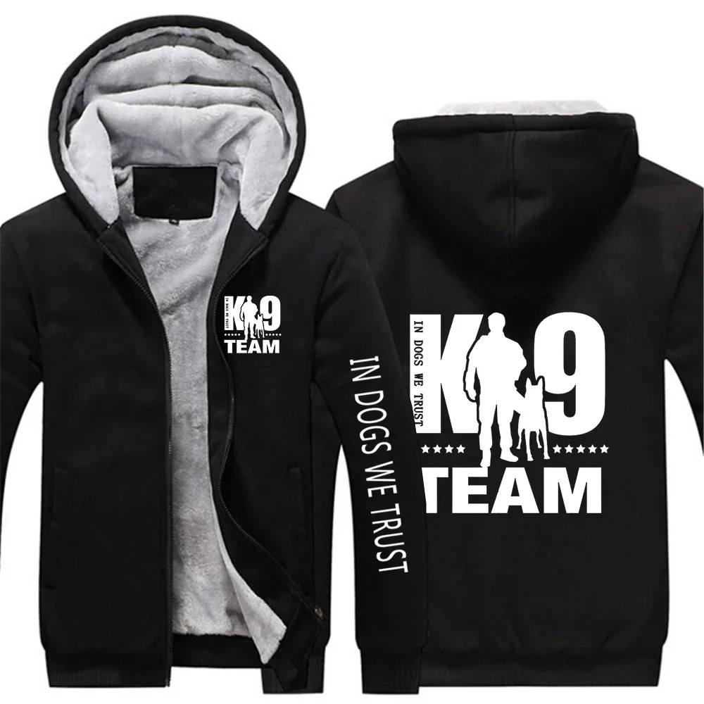 TRAINER K9 Team K9 Unit Malinois 2024 Men New Thick Hoodies Warmer Sweatshirts Hooded Jacket Zip Tracksuits Casual Pullover Tops