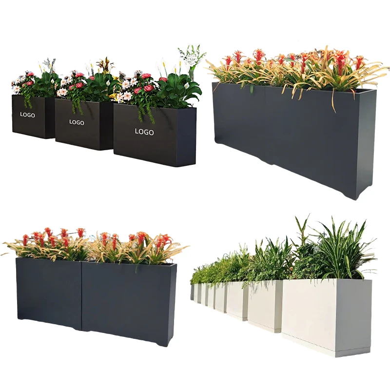 a for Good Quality Durable Metal Square Large Rectangular Powder Coated Outdoor Planter Boxes for Garden & Home
