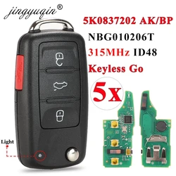 Jingyuqin 5 szt. 5 k0837202ak/BP KeylessGo klucz zdalny 315MHz ID48 dla VW Tiguan Beetle EOS GOLF JETTA PASSAT NBG010206T MQB Keyssy