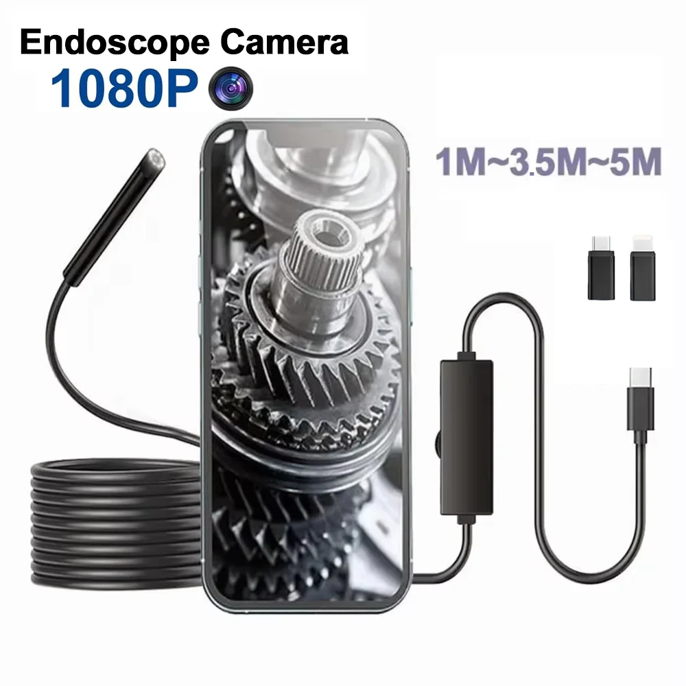 

Эндоскопическая камера с объективом 8 мм, 1/2/3,5/5 м, 1080P, автомобильный осмотр, автомобильный трубопровод, бороскоп для Android, IOS, iphone (15,16)