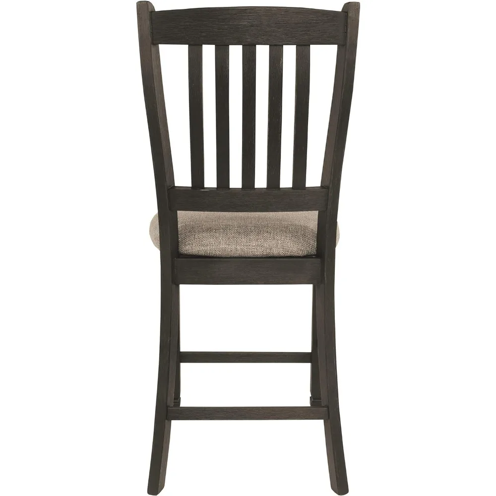 Tyler Creek-Estofados Barstool, Farmhouse Counter Altura, 24.38 in, Apenas Preto, Conjunto de 2