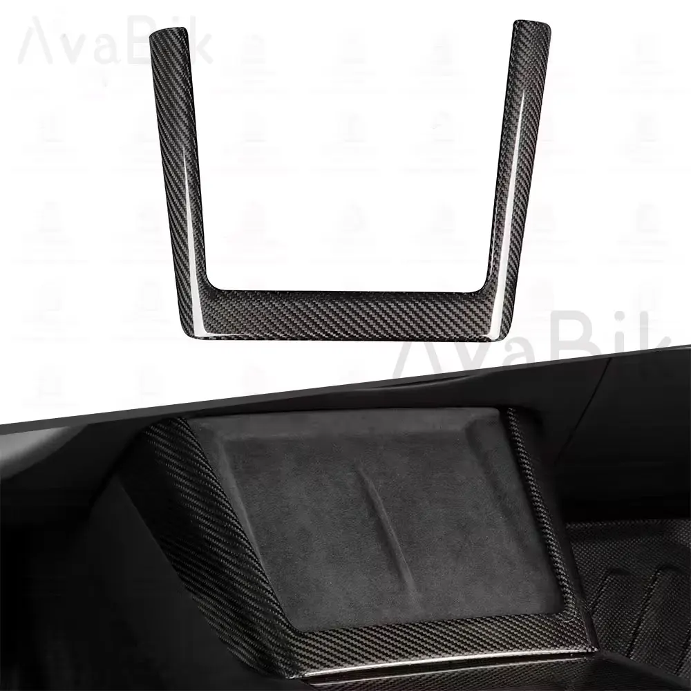 High Quality Carbon Fiber Texture ABS Central Control U-shaped Decorative Frame For Tesla Model 3 Tesla Model Y Juniper 2025