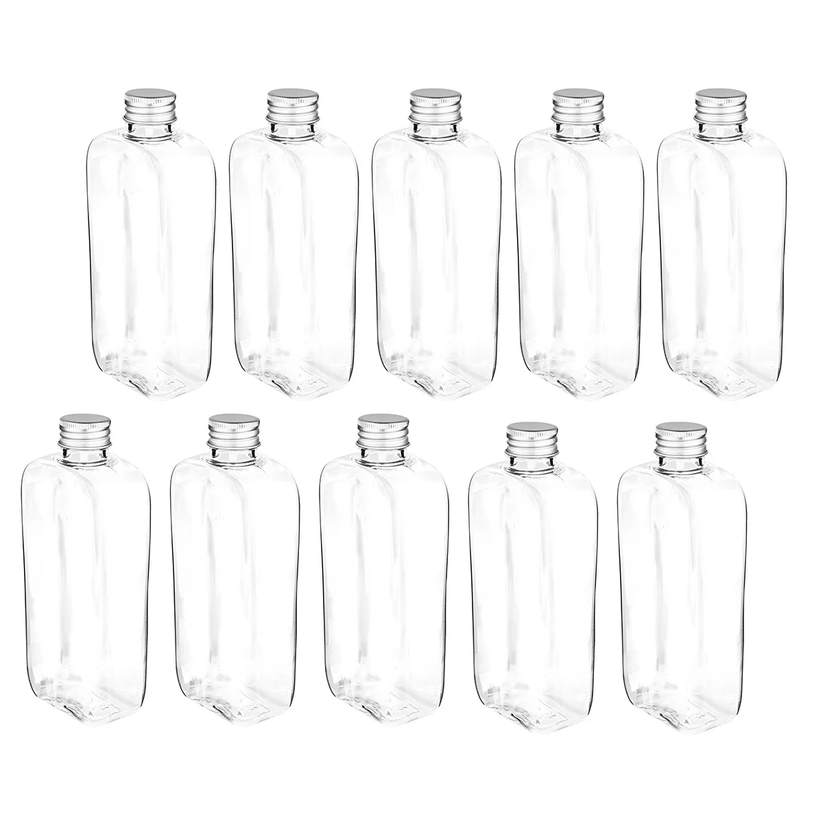 Barattolo di plastica trasparente per bottiglie vuote da 10 pezzi per succo d'acqua Contenitore per bevande riutilizzabile da viaggio Parte superiore a vite a tenuta stagna
