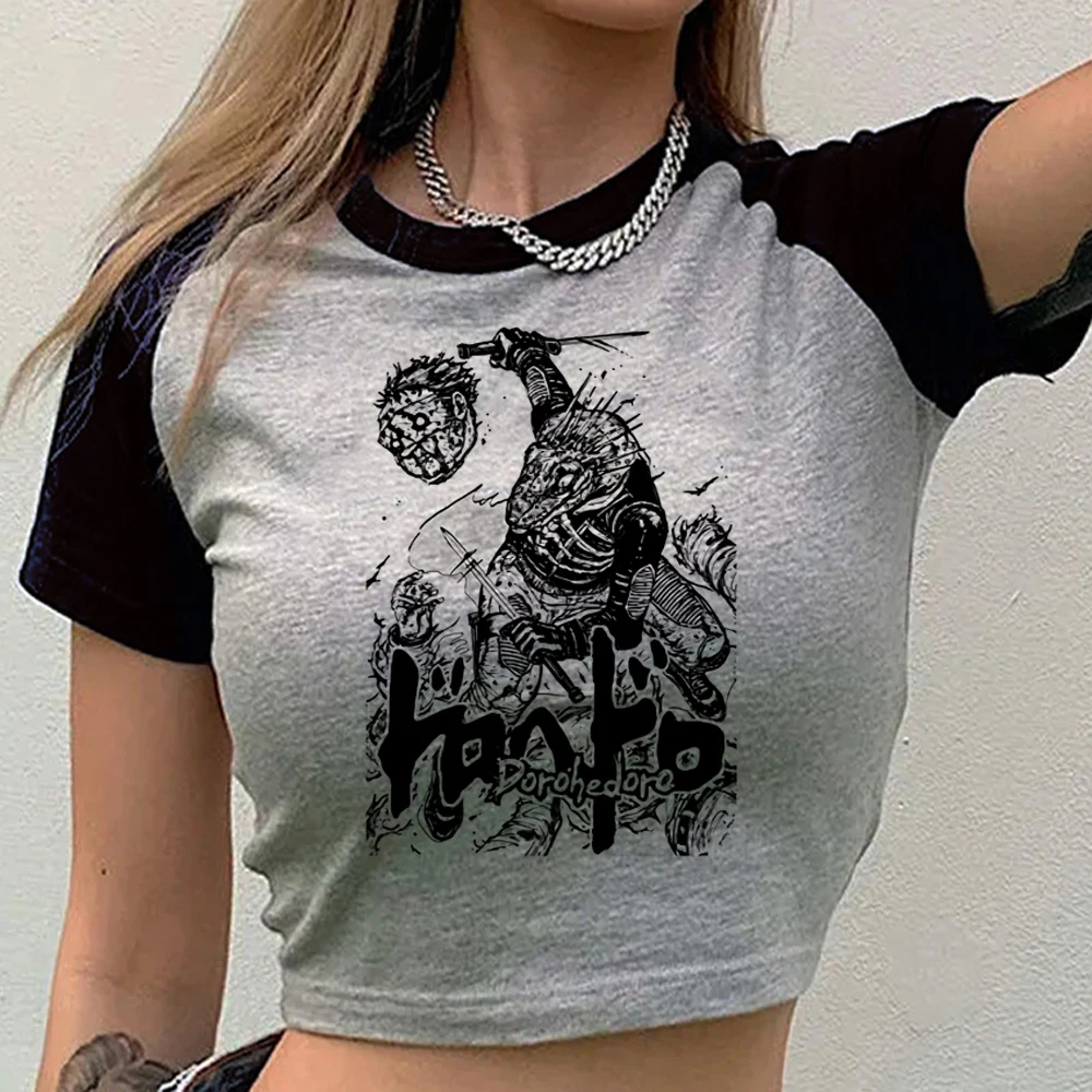 Dorohedoro crop top girl streetwear baddie dollette t-shirt emo meme korean fashion vintage cute view 3
