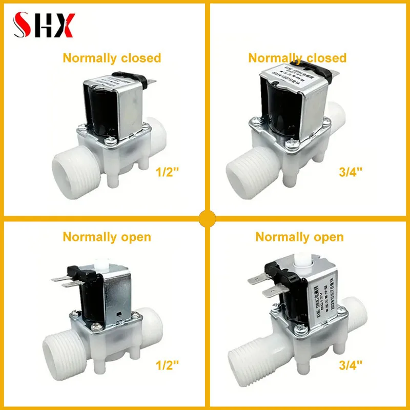 12V 24V 110V 220V normally closed solenoid valve External thread plastic normally open water valve for 0.02-0.8mpa pressure 1/2\