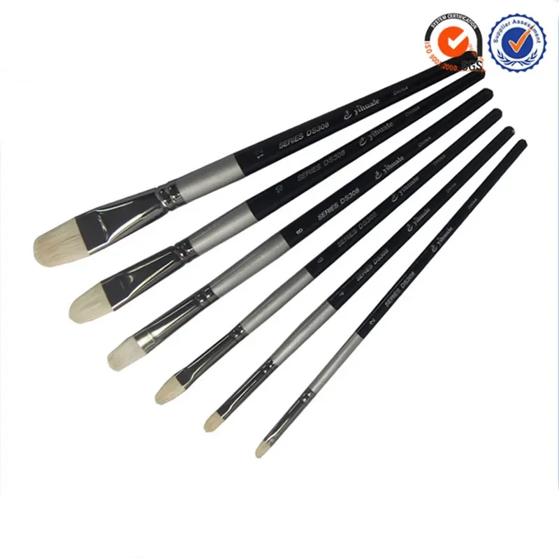 6pcs/Set High-grade sheep hair Hazel shape Gouache Paintbursh Birch rod oil paint brush artists Set Drawing Art Supplies