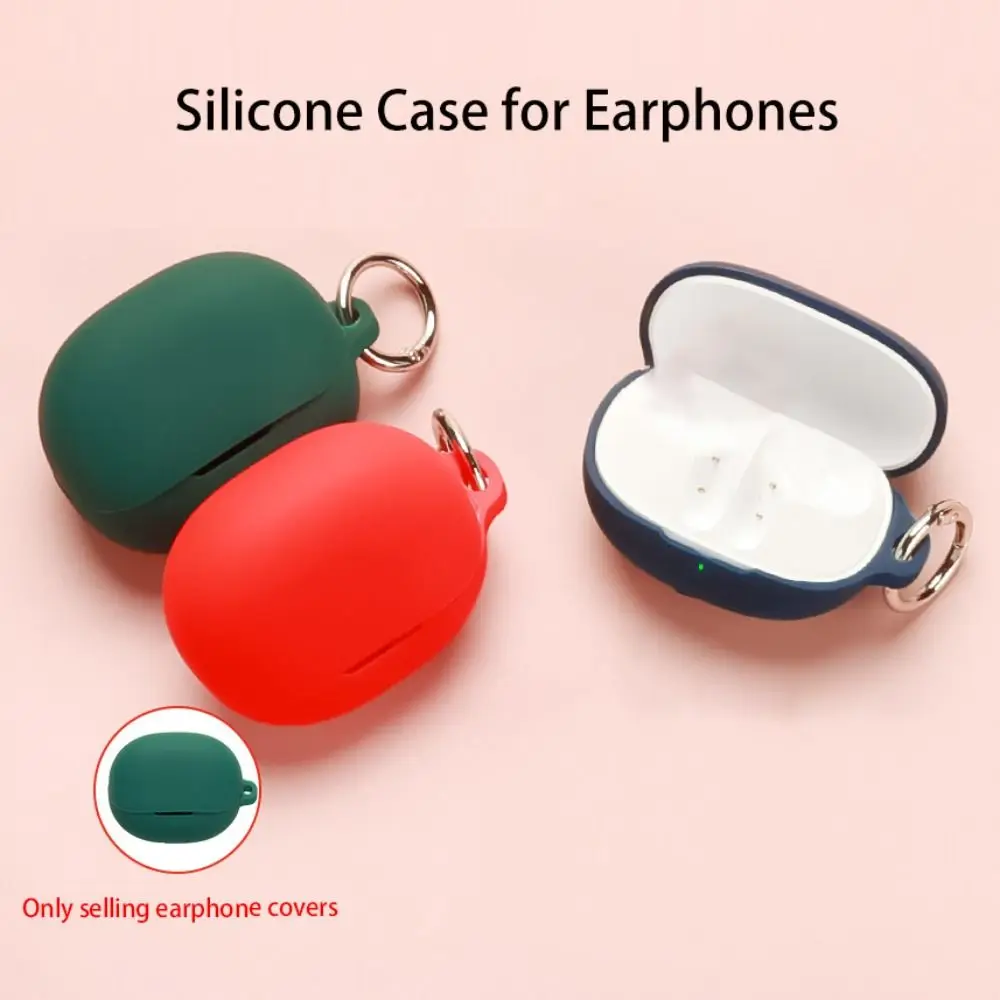 Anti-fall Earphone Case with Keyring Dustproof Earbuds Cover Anti Scratch Silicone for QCY MeloBuds N20