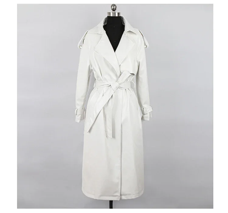 Giacca da donna in ecopelle tinta unita manica lunga Streetwear donna autunno inverno Trench con fusciacche moda donna impermeabile