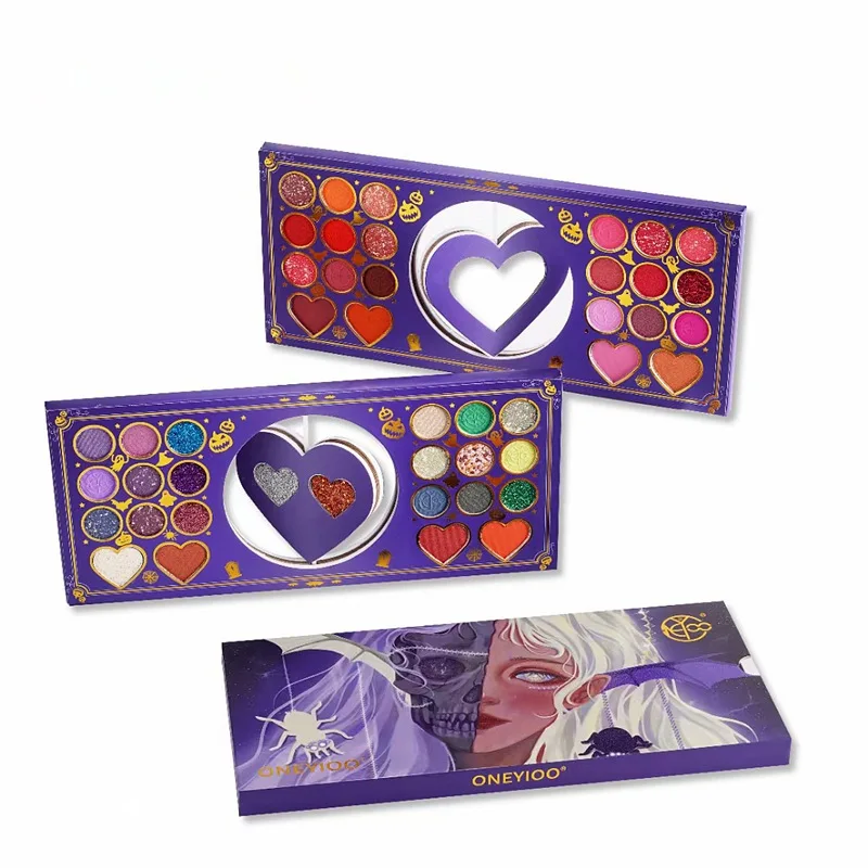 

46 Colors Halloween Spinning Heart Design Matte Eyeshadow Palette Glitter Eye Shadow Blush Pigment Professional Makeup for Face