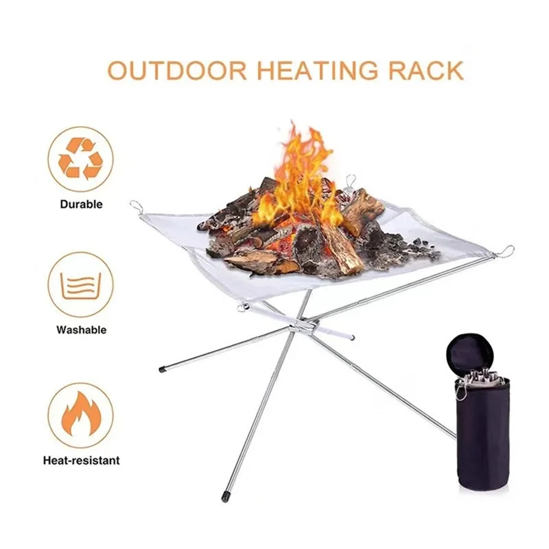 

BOFO Folding Campfire Stand Portable Folding Fire Pit Portable Fire Pit Outdoor Metal Holder Metal Brackets,Large Easy To Use