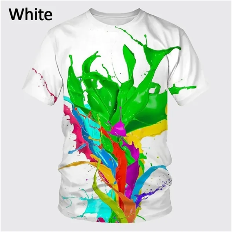 Graffiti Paint 3D Printed T-shirt Summer New Men\'s Fashion Splash Ink New Short-sleeved Top Cool T Shirt Streetwear Baggy Tees
