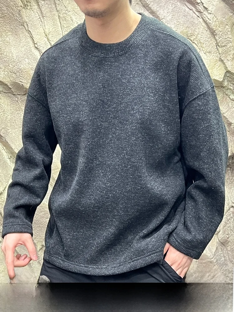 

Faionable Thiened Fce Knitted Sweater 3D Tailoring Cosite Orlon Autumn Winter Men's Long Sve round Ne Pullover