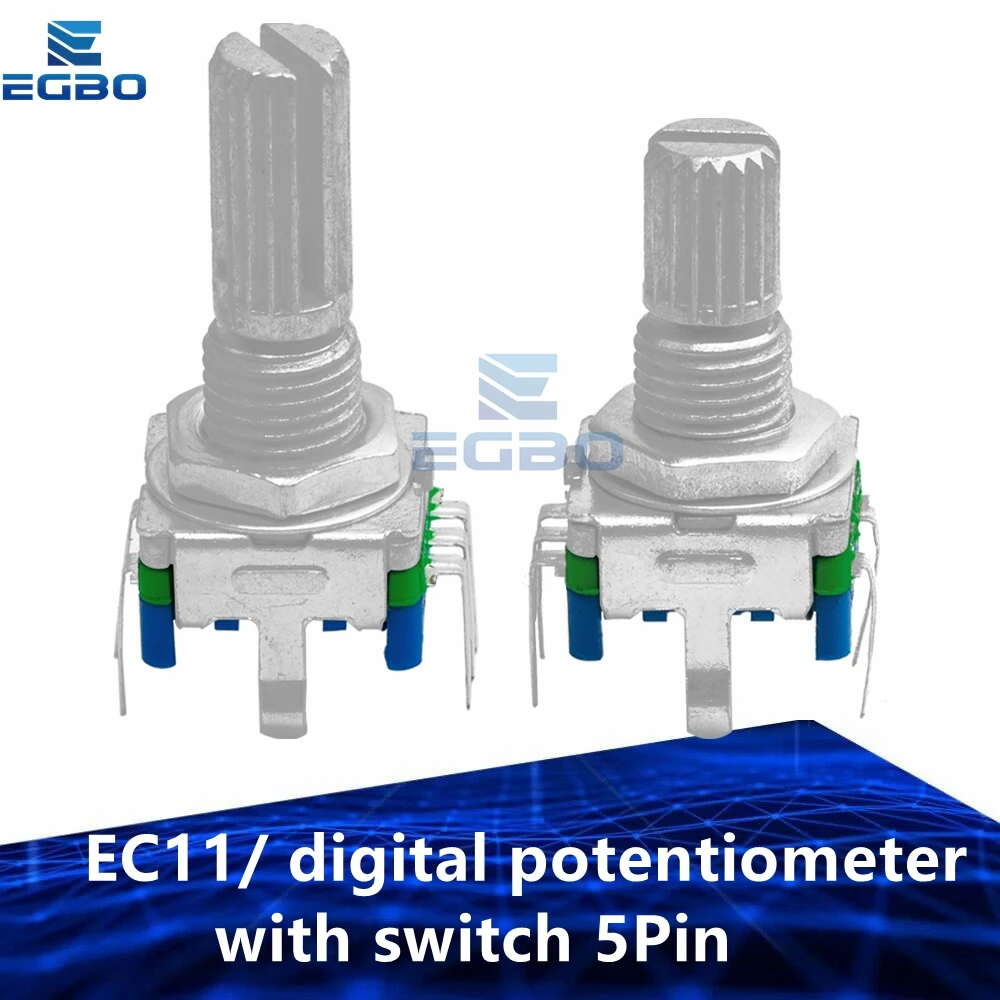 1~50PCS EGBO Original,Rotary encoder,code switch/EC11/ digital potentiometer with switch 5Pin handle length 20mm 15MM