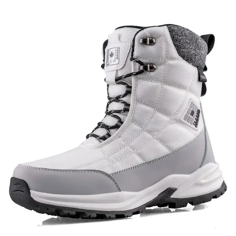 Men Boots Winter Fashion Outdoor Mens Shoes High-top Hiking Ankle Boots Waterproof Blizzard-proof Shoes Snow Plush Male Shoes