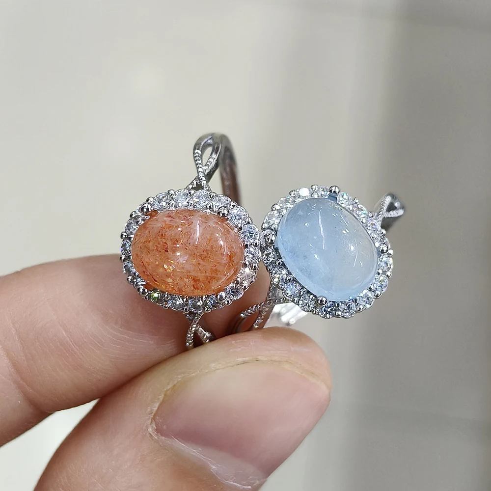 100% natural stone lapis lazuli ring, suitable for women\'s adjustable copper-plated silver flower ring, for parties and gifts
