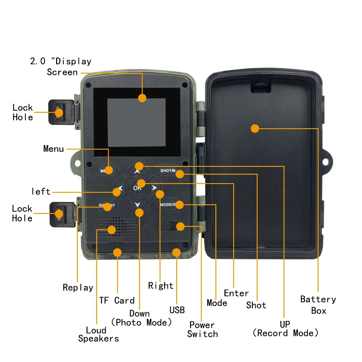 1080P Trail Camera, 36MP, 120° Lens, 0.3s Trigger, 20m Night Vision, IP66 Weatherproof, 2