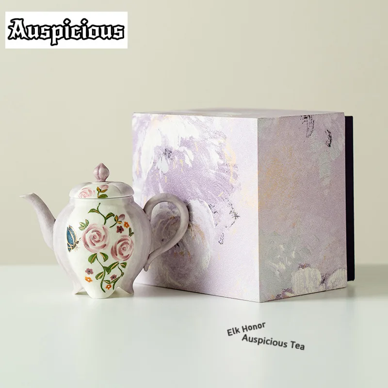 

100ml Pure Hand-painted Butterfly Rose Teapot Retro Tea Infuser Pot Tea Maker Kettle With Strainer Tableware Supplies Ornaments