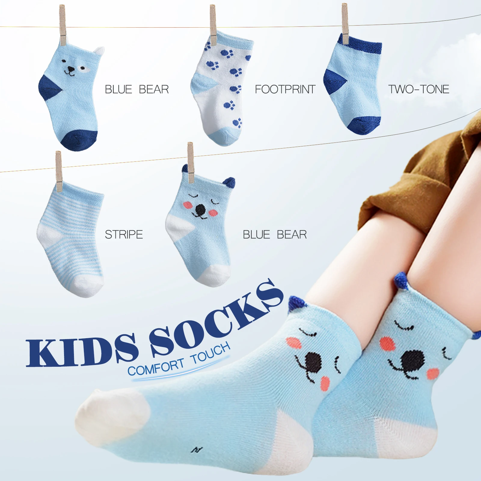 5 Pairs Boys Socks For Kids 0 To 8 Years Girls School Socks Set Breathable Cotton 100  Casual Sports Children\'s Socks Anti Slip