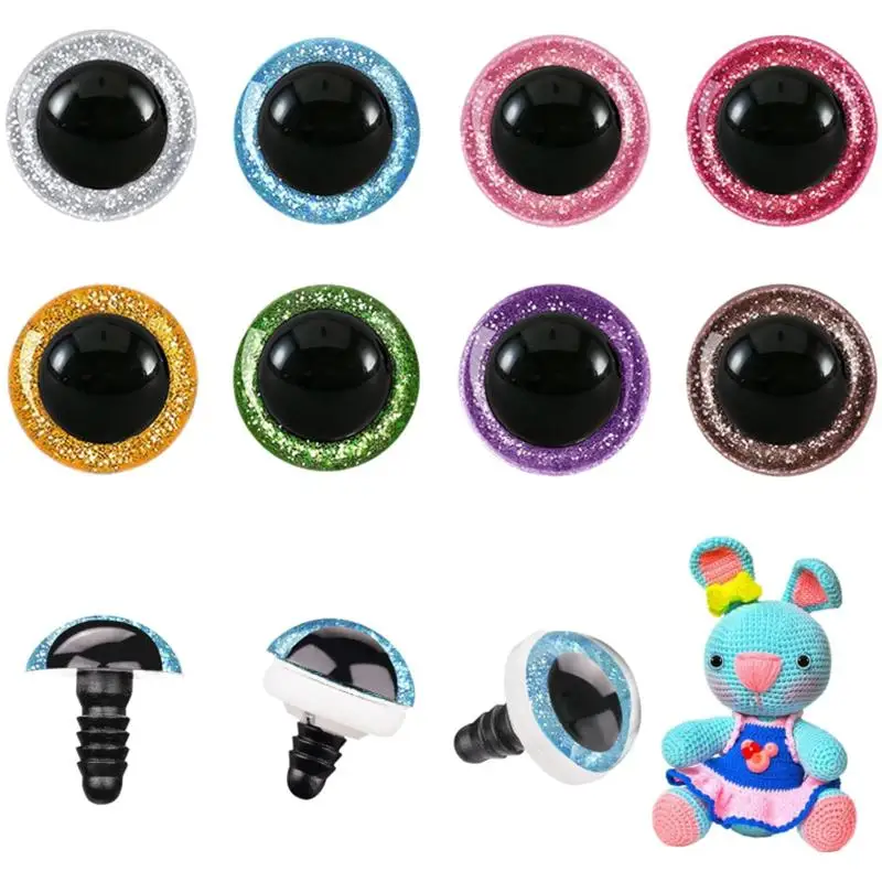 ใหม่ล่าสุด 50PCS 3D พลาสติก Glitter Safety Eyes สําหรับโครเชต์ของเล่น Amigurumi DIY ผสมจํานวนมากขนาดผสมของเล่นตุ๊กตาทํา 9-20 มม.ขายส่ง