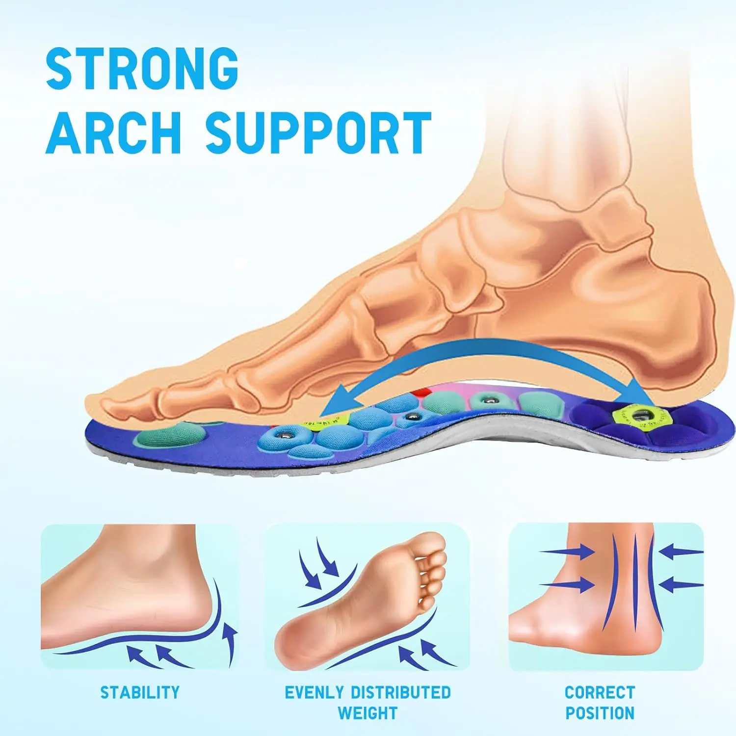 Magnetic Therapy Sports Shock Absorbing Shoes Pads EVA Orthopedic Acupoint Acupressure Massage Insoles Foot Weight Loss Slimming