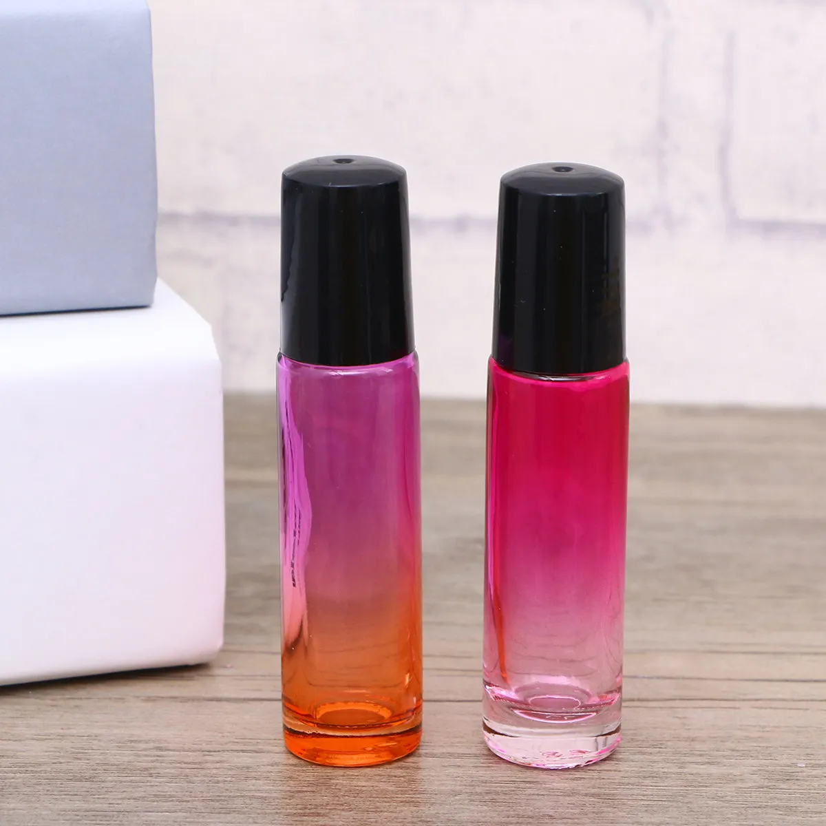 15Pcs Gradient Color Essential Oil Roller Bottles 10Ml Leakproof Glass Roll on Bottles for Travel Aromatherapy Perfume Use view 2