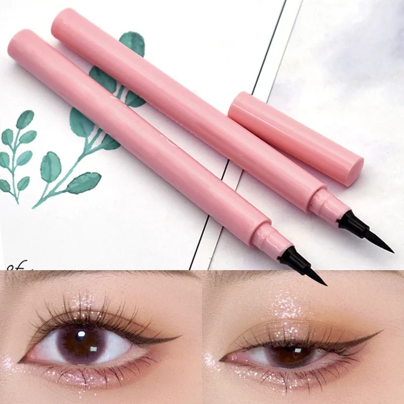 สีดําสีน้ําตาลโกหก Silkworm Liquid Eyeliner ปากกากันน้ํา Big Eyes แต่งหน้า Smooth Quick-drying ผู้หญิงเครื่องสําอางเครื่องมือความงาม
