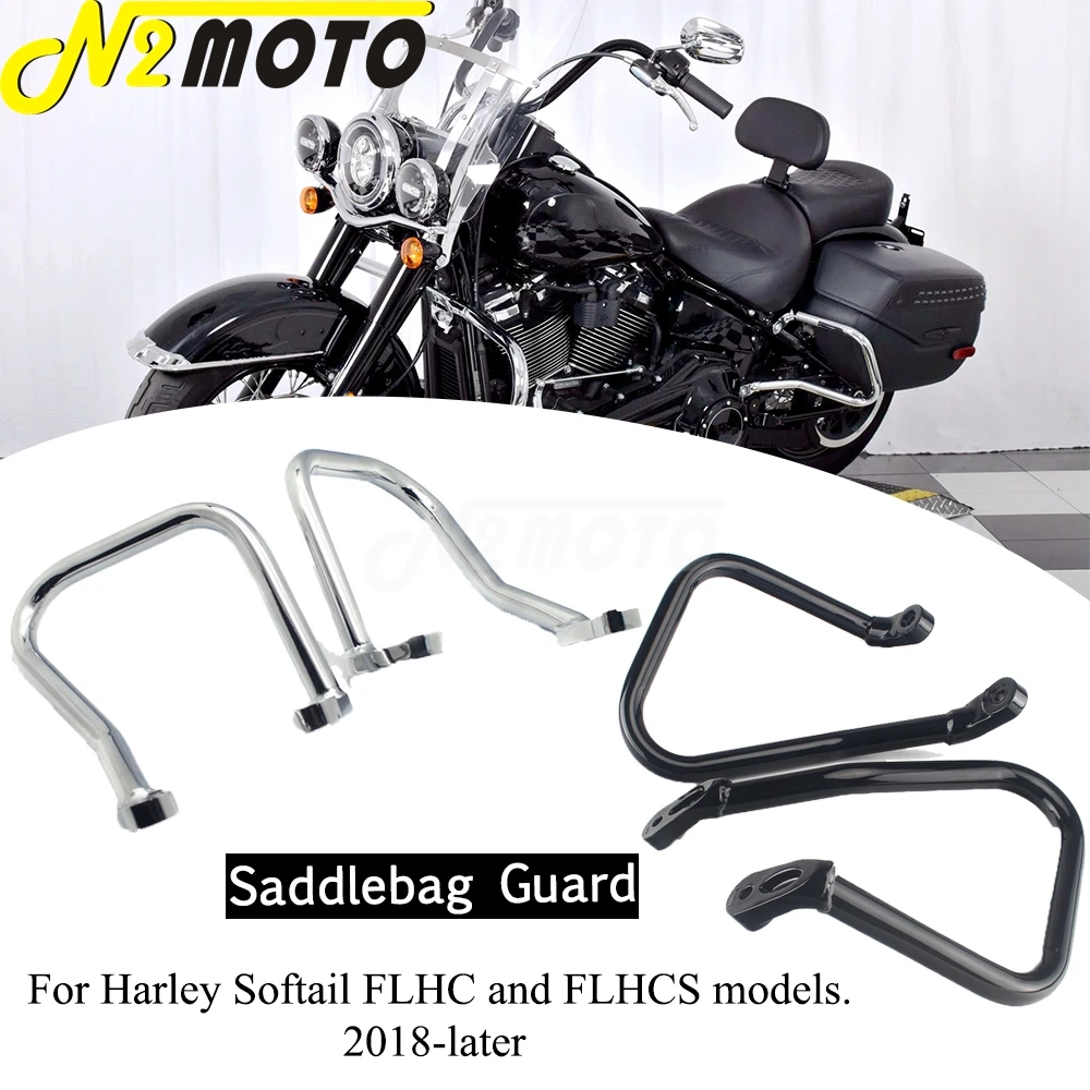 

Motocycle Rear Saddlebag Guard Crash Bars Bumper Protector For Harley Softail FLHC FLHCS Heritage Classic FLHC 114 FLHCS 2018-21