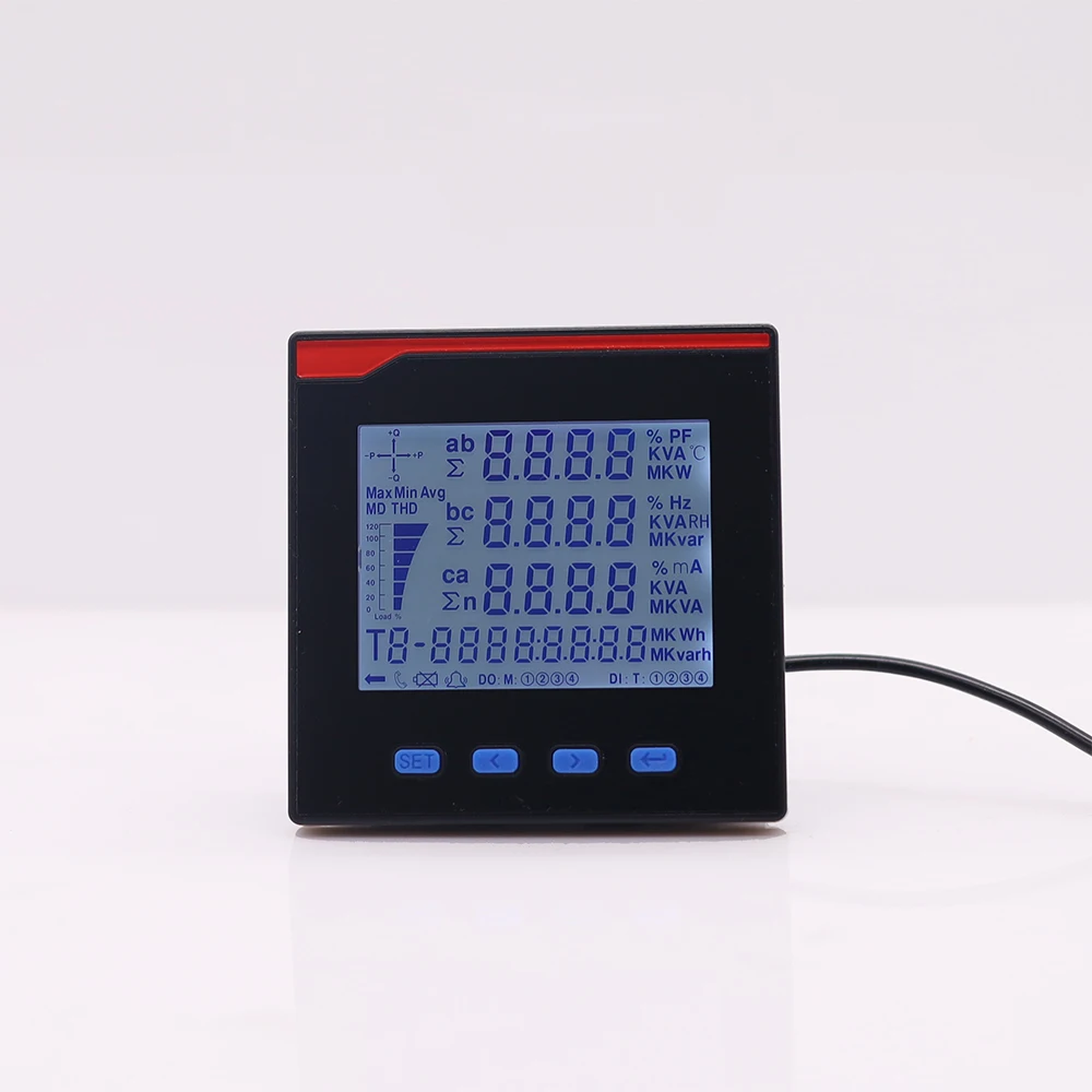 

Short case 3 phase power meter ampere voltage kwh watt var power factor frequency LCD multifunction meter