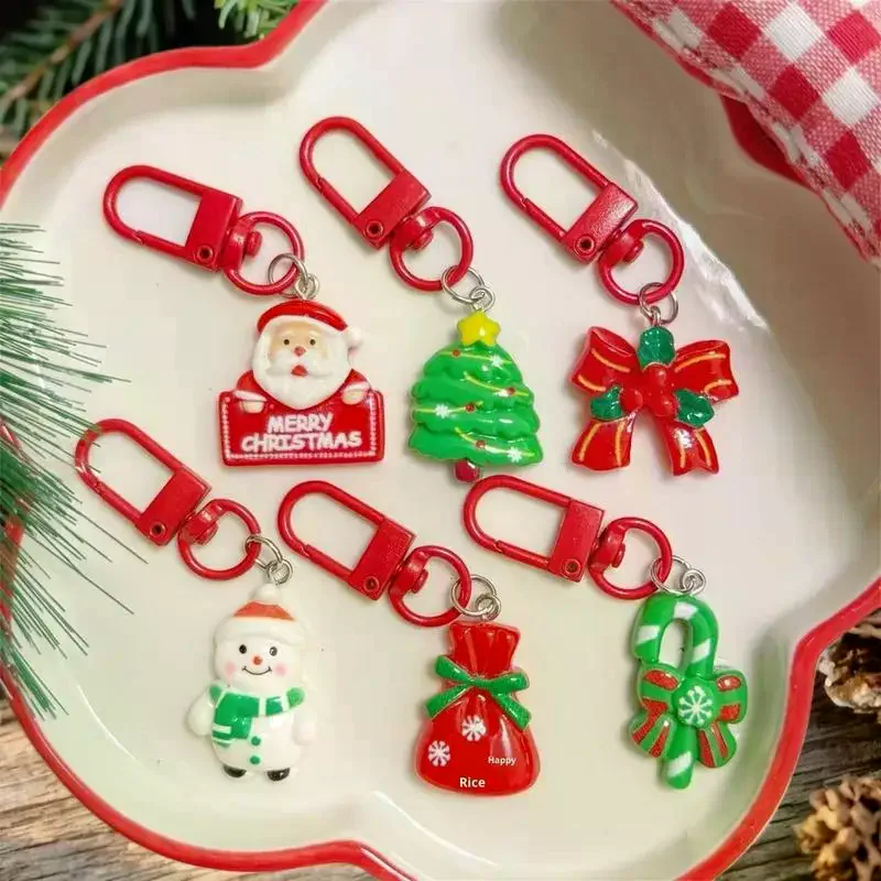 سلاسل مفاتيح من الراتنج على شكل إلك سانتا إكليل عيد الميلاد، متوفرة في مجموعات من 2/5/10 قطعة، مثالية كهدايا عطلة الأصدقاء #3