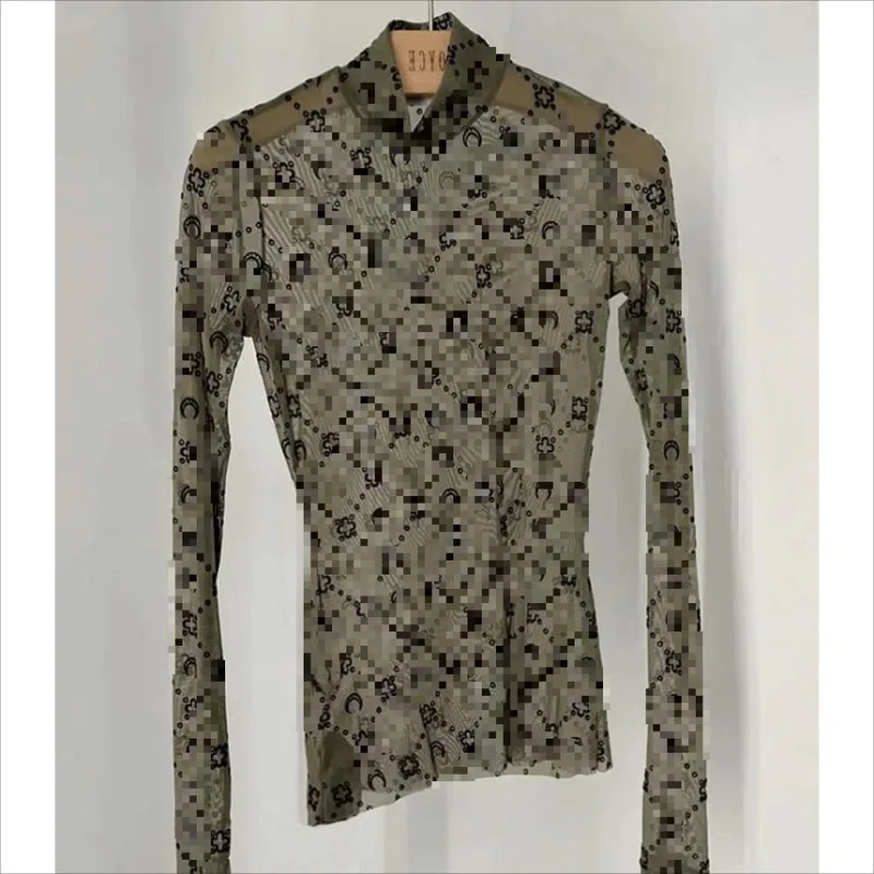 Sexy Top Frauen Langarm Samt T-shirt Mesh Durchsichtig Koreanische High Street Ins Spicy Girl Slim Fit Innere Tragen