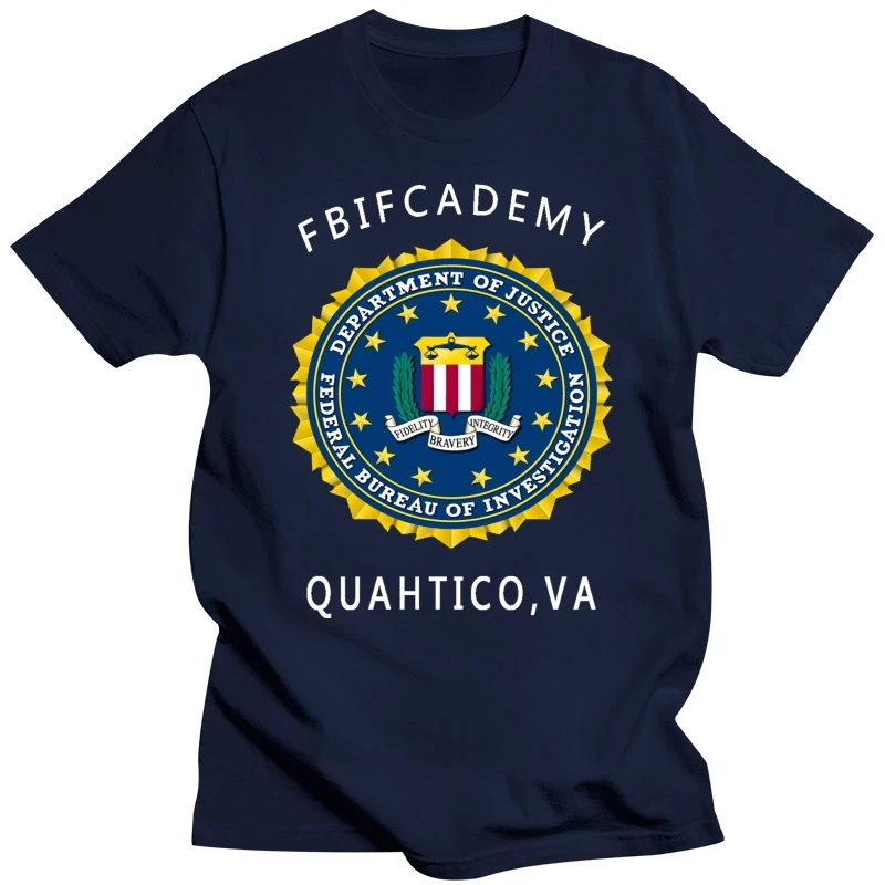 Loose Black Men Tshirts Homme Tees FBI Academy Quantico - Custom Men T-Shirt Tee Print T-Shirt Mens