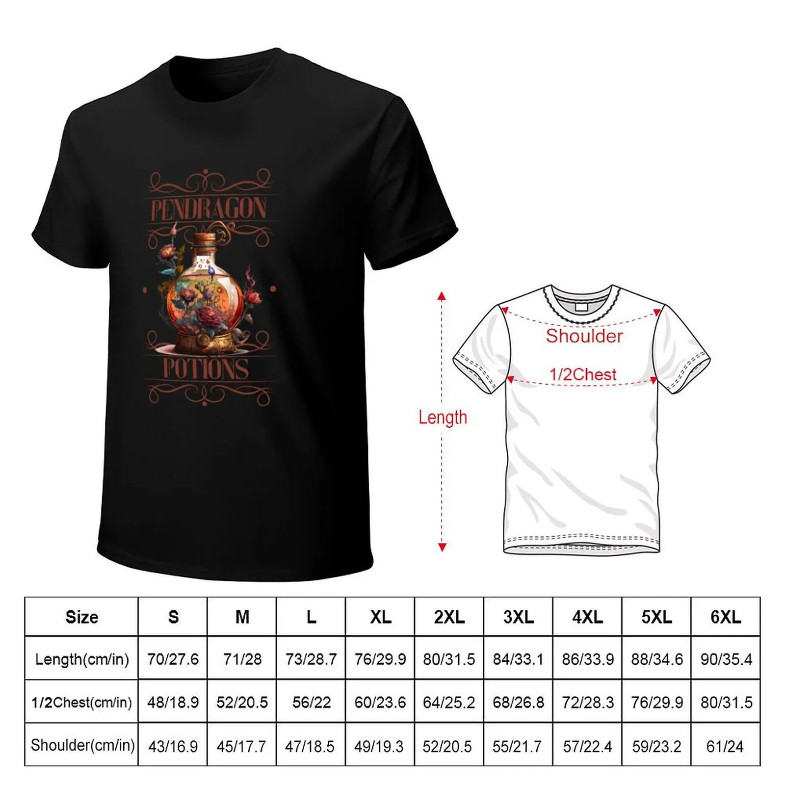 Pendragon Potions เสื้อยืด เสื้อยืดกราฟิก เสื้อยืดแฟชั่นเกาหลี ผู้ชาย