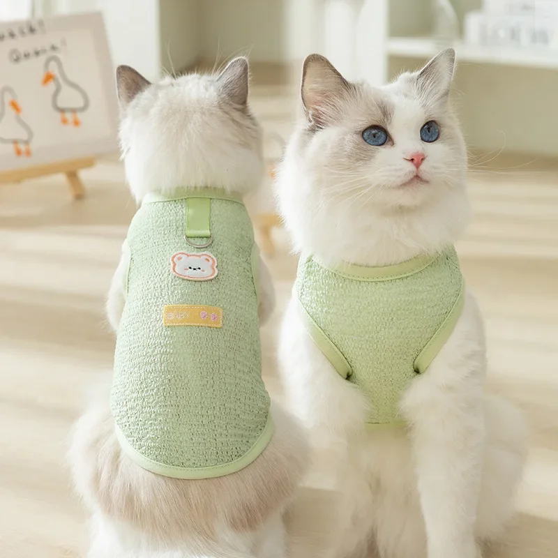 Cute Cartoon Breathable Bear Sticker Spring and Summer Cat Tractable Vest Two Feet Dog Pet Clothes