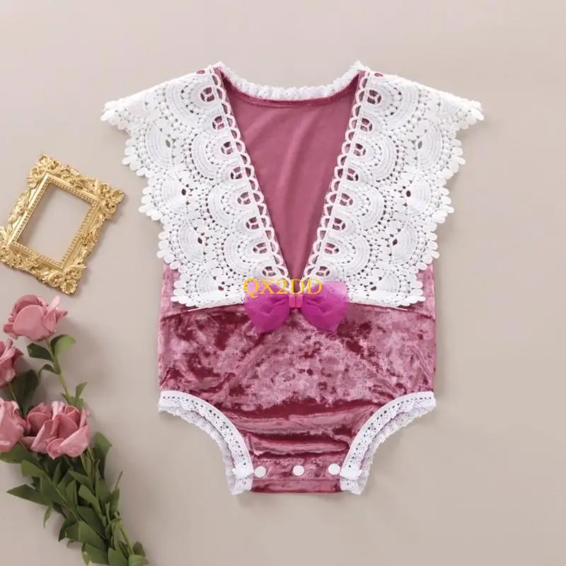 

QX2D 0-3Month Baby Girls Photo Clothes Lace Romper Photo Wear Newborn Photo Costume