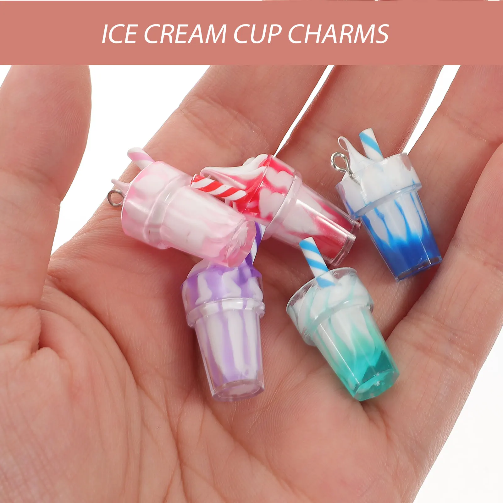 

10pcs Cream Cup Crafts Ice Cream Cup Charm Charms Resin 8x28mm DIY Crafts Accessories Pendant Earrings Necklace Kits Jewelry
