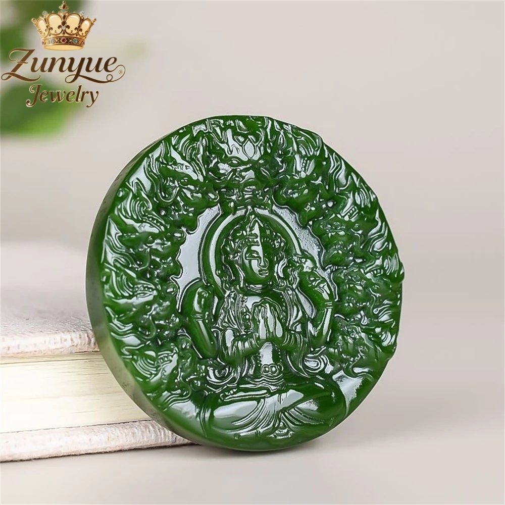 

Natural Hetian Jade Pendant Of Nine Dragons Guanyin Luxury Quality Jewelry Fashion Jewelry Exquisite Charms Elegant Popular Gift