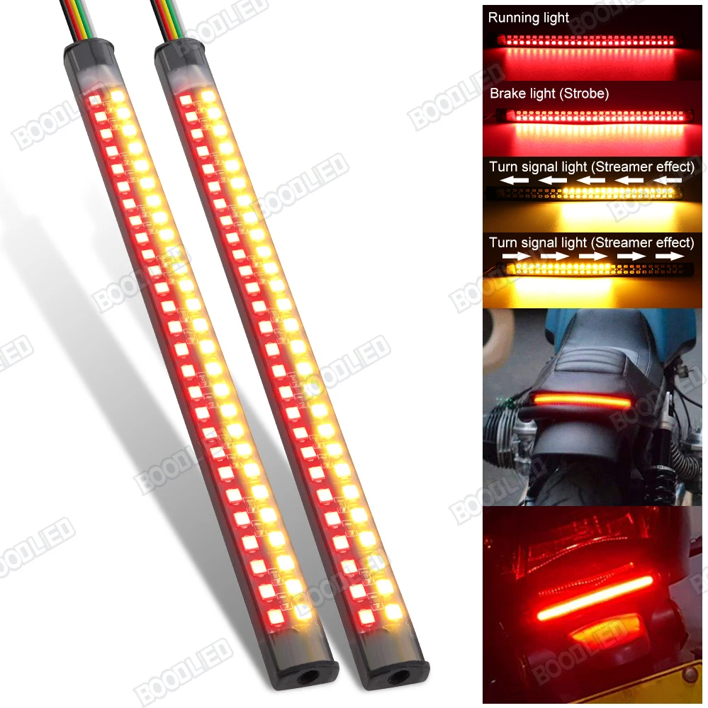 2Pcs Motorcycle Led Rear Turn Signal Brake Light Stop Daytime Running Lights for motorcycle ATV,Waterproof 7.5inch Double Color