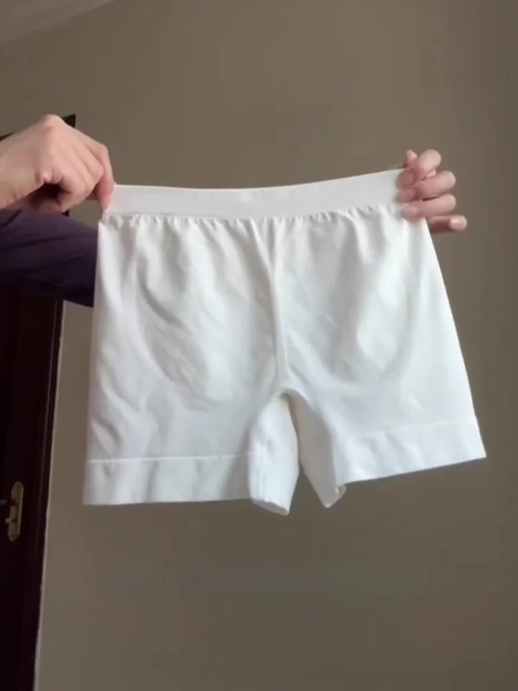 

Белые тонкие шелковые штаны-трусы для женщин, не просвечивающие, не скатывающиеся, для ранней весны, базовый слой, защитные штаны