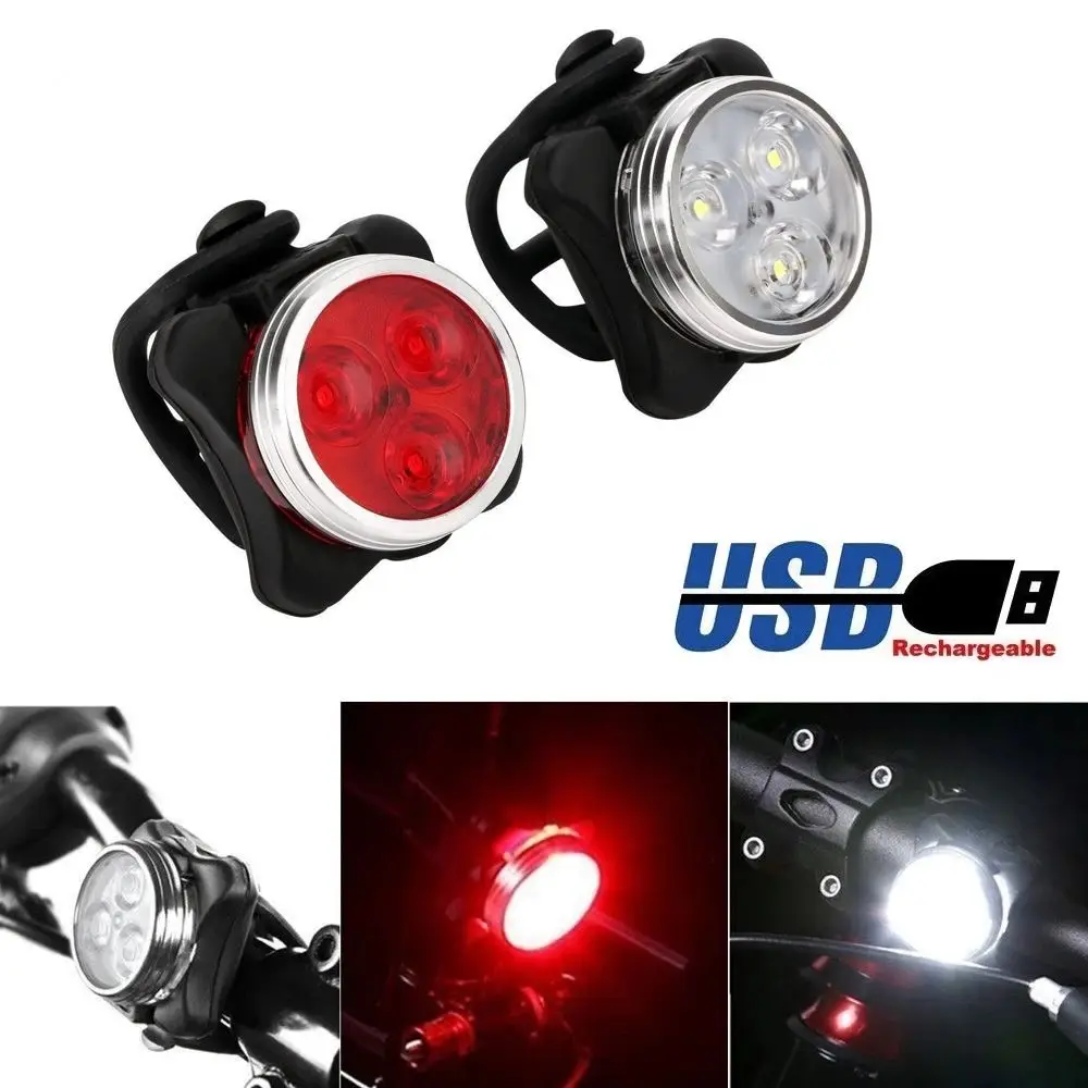 

USB Rechargeable Cycling Bike Taillight 4 Light Mode Rear Back Mountain Bike Light Front Headlight Tail Clip Bicycle Lamp