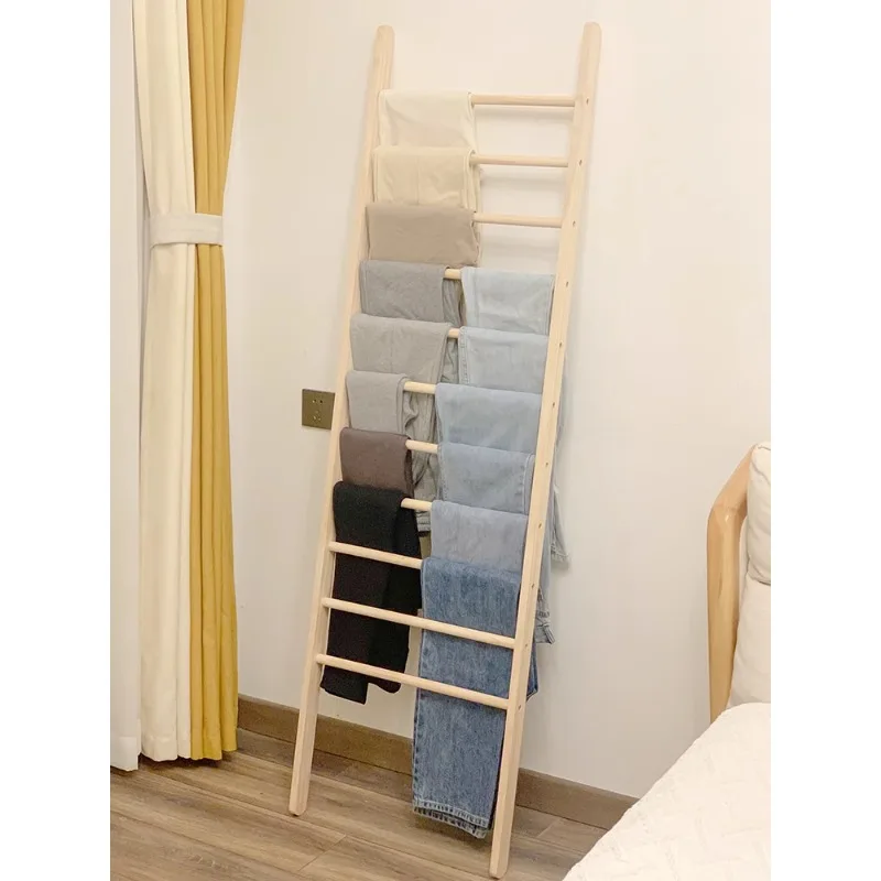 Solid wood multi-layer trouser rack artifact pants storage shelf floor-mounted multi-functional bedroom Nordic trouser shelf