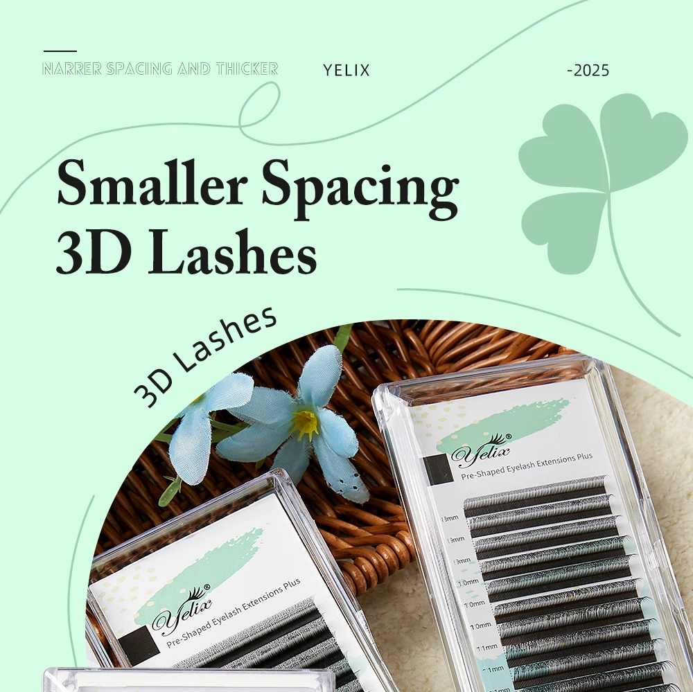 Yelix 3D Vorgefertigte Fächer-Wimpernverlängerungen mit kleinerem Abstand, schmaler Form, weiche Kunstwimpern für Salon & Professionelle Großhandels-Wimpernprodukte – Detail 1