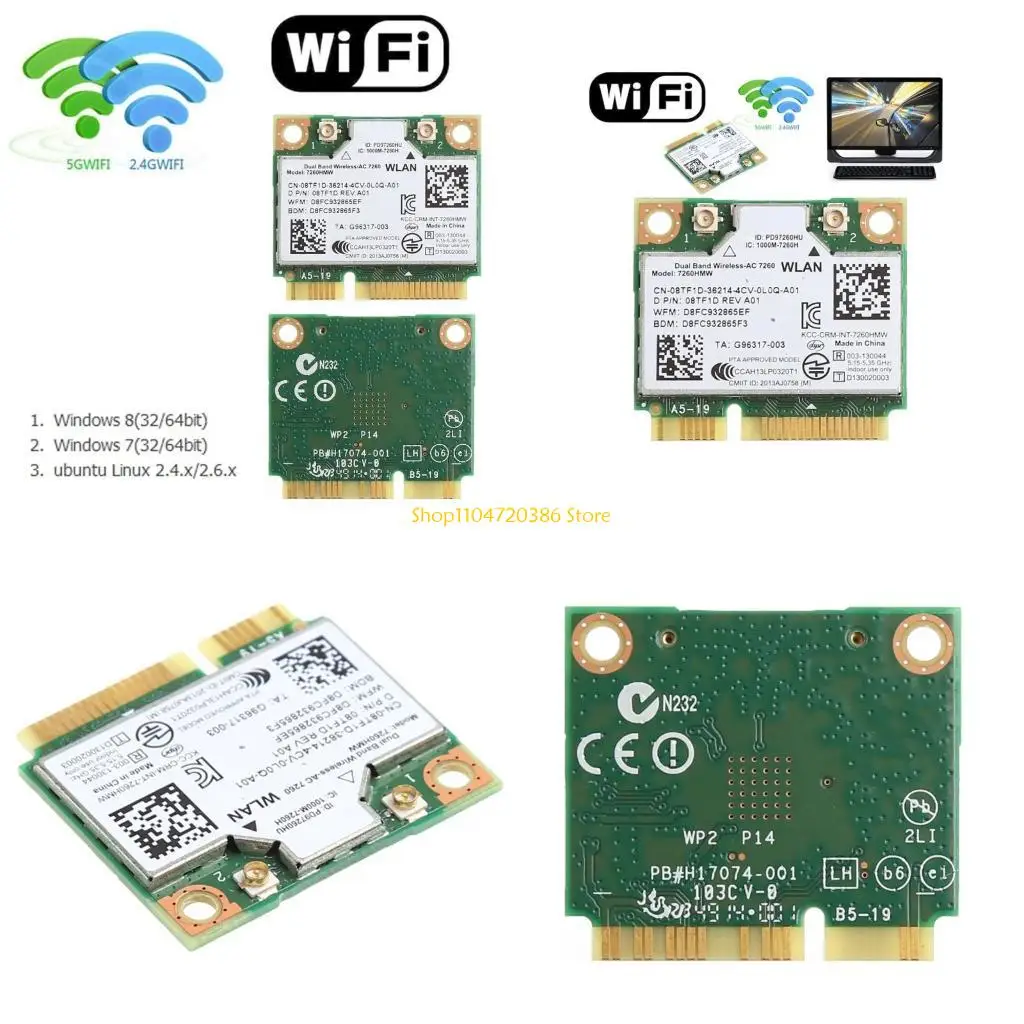 

K0EA Двойная полоса 2.4+5G 300M 802.11a/b/g/n Wi-Fi Беспроводная половина Mini PCI-E
