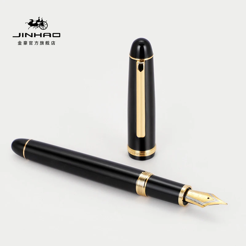 Jinhao Caneta-tinteiro com Guarnição Dourada, Preto Executivo Business Nib, Caligrafia Completa Nib, Escritório e Material Escolar, EF, F, M, X350